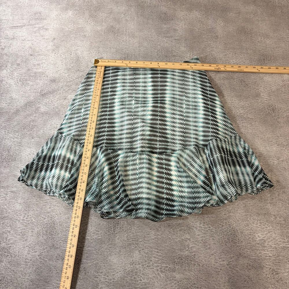 Blue Geometric Print Mini Ruffle Skirt - Picture 2 of 5